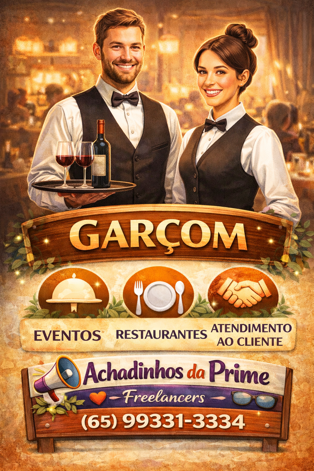 Garçom freelancer para eventos e restaurantesGARÇOM